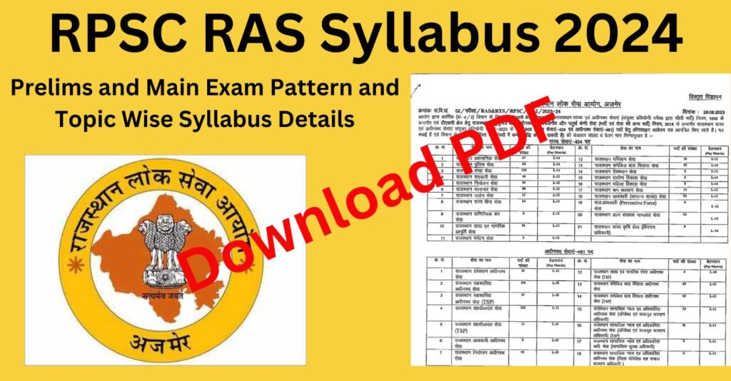 RPSC RAS भर्ती परीक्षा 2024 syllabus (पाठ्यक्रम) डाउनलोड